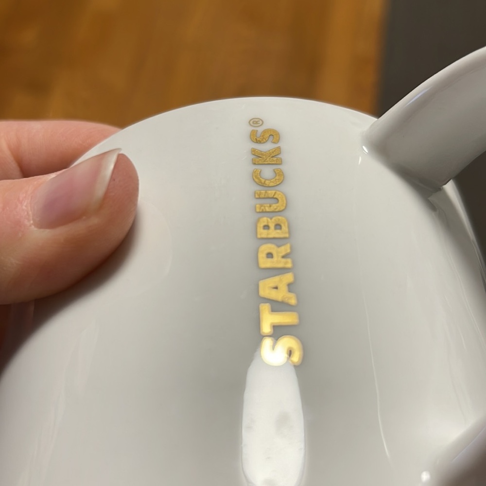 Starbucks 2012 gold lettering stackable cup with red bottom rim - Picture 8 of 10